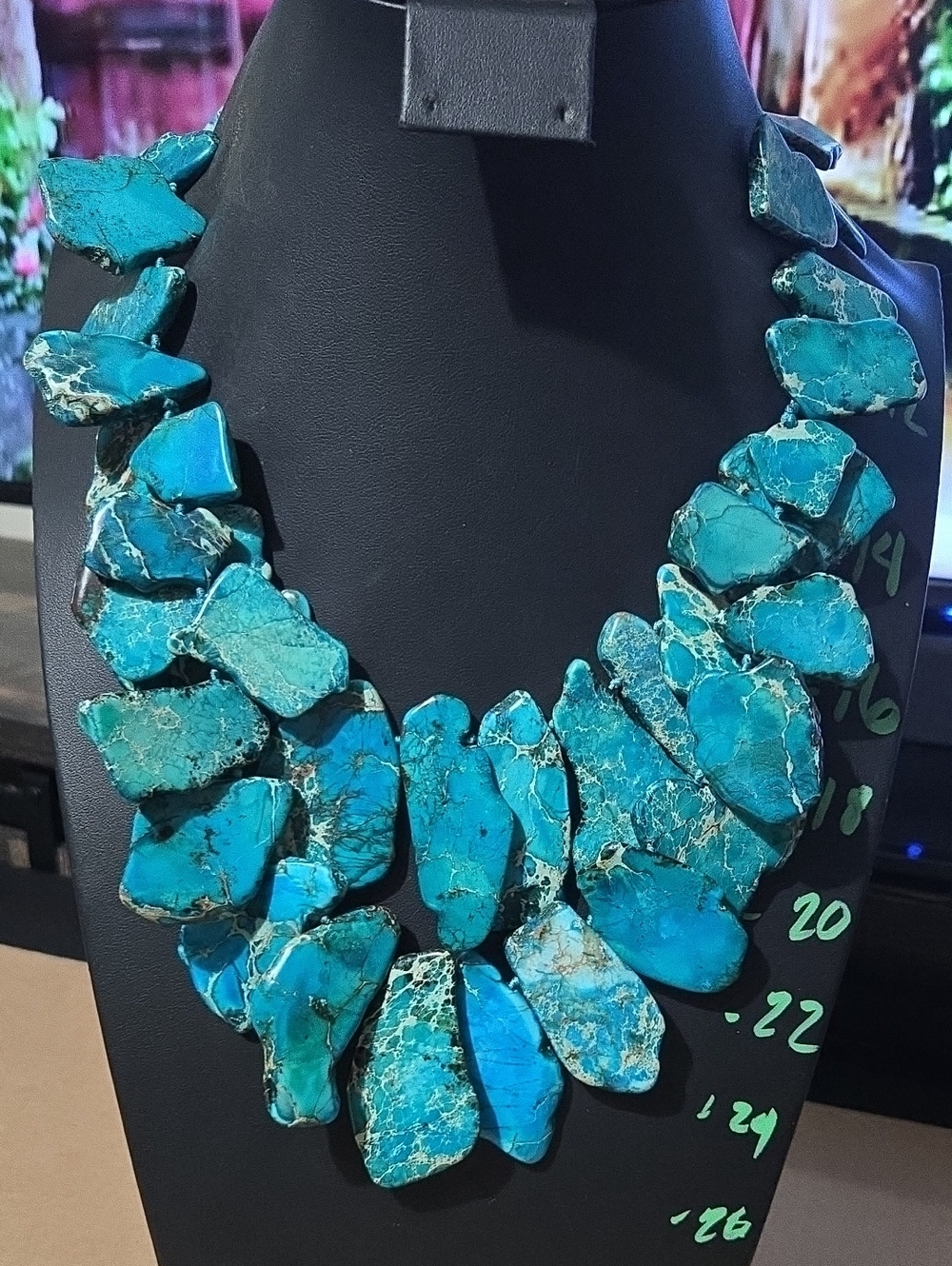 Lucas Lameth LUC 925 Slab Turquoise Statement 2 Layers Bib Necklace